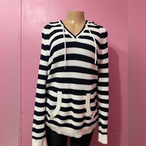 Tommy Hilfiger Navy and White Knit Top